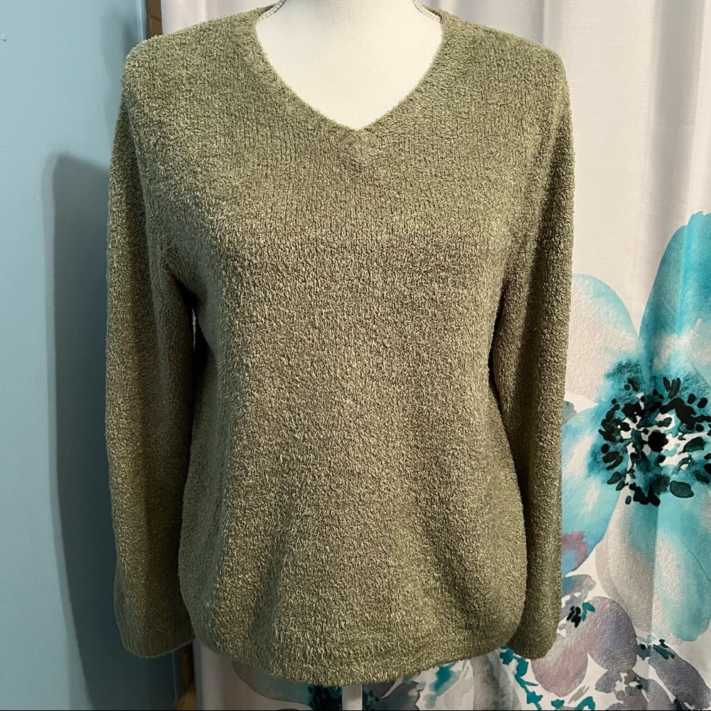 Soft fuzzy v neck sweater